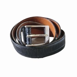 Trafalgar Mens Black Italian Embossed Calfskin Leather Belt Size 36